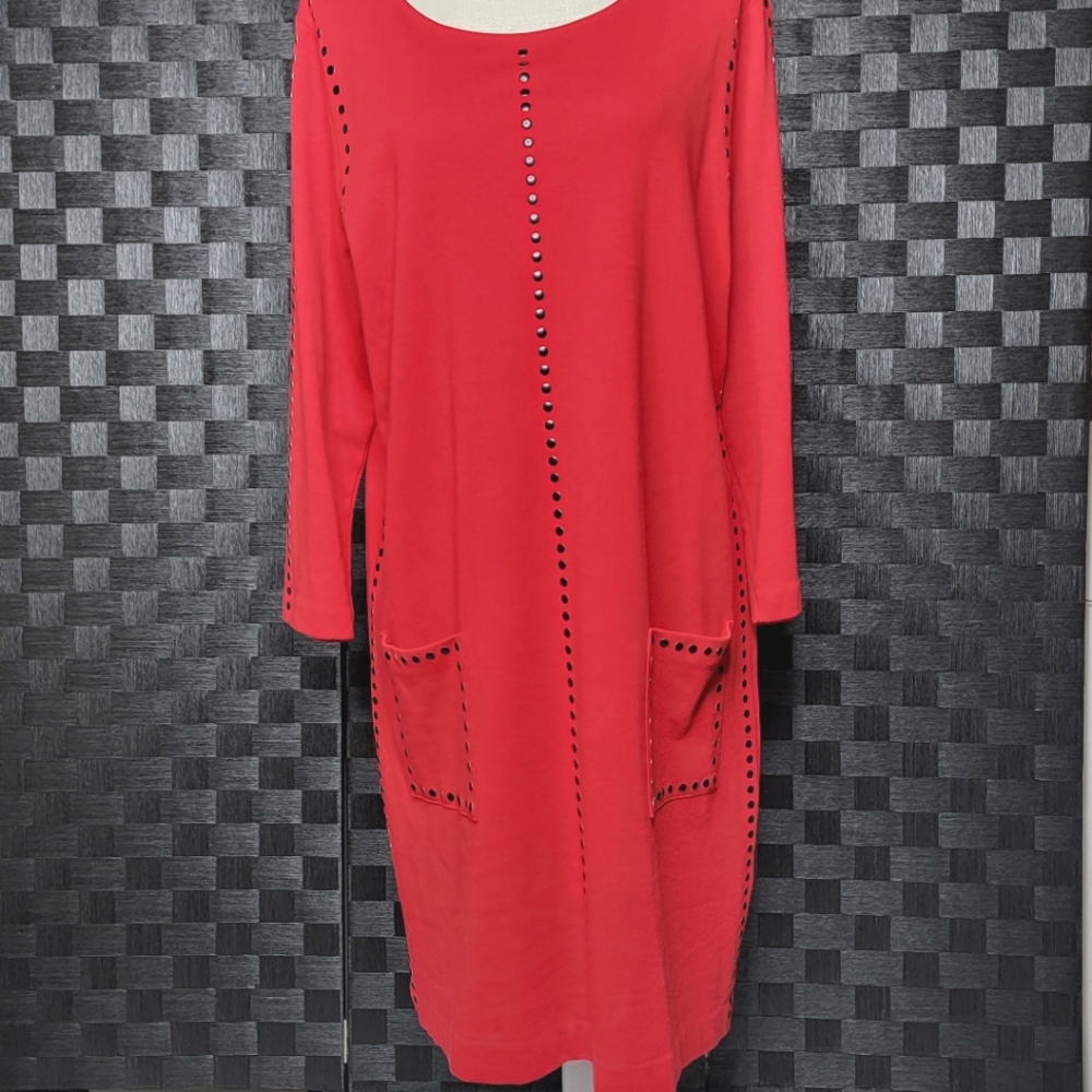 Joan Vass Red Midi Dress